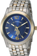 U.S. Polo Assn. Men's Analog Bracelet Watch – Blue Dial with Gold-Tone Bezel